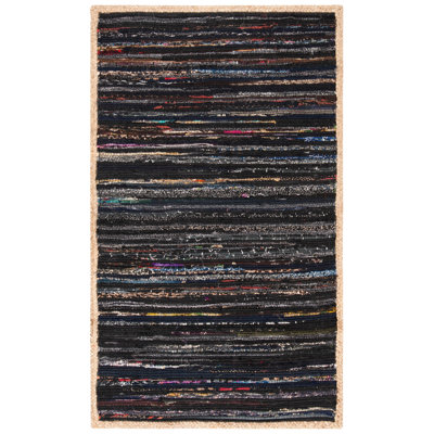 Tapis abstrait en coton et jute tissés à la main Naveen