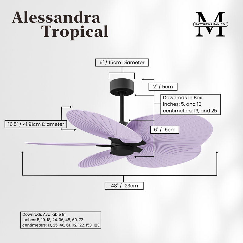 Alessandra - Five Blade Ceiling Fan, Lilac, Matte Black