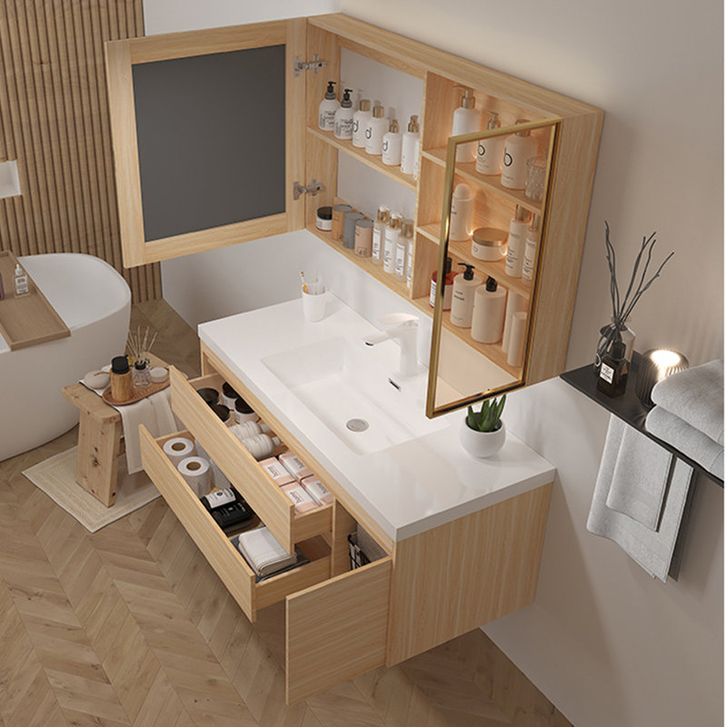 Light luxury Log style vanitie bathroom cabinet