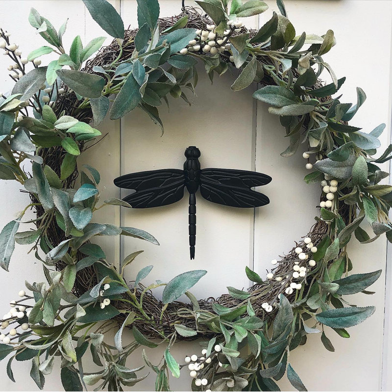 Dragonfly in Flight Door Knocker, 6" H x 8.25" W x 1.75" D, Matte Black