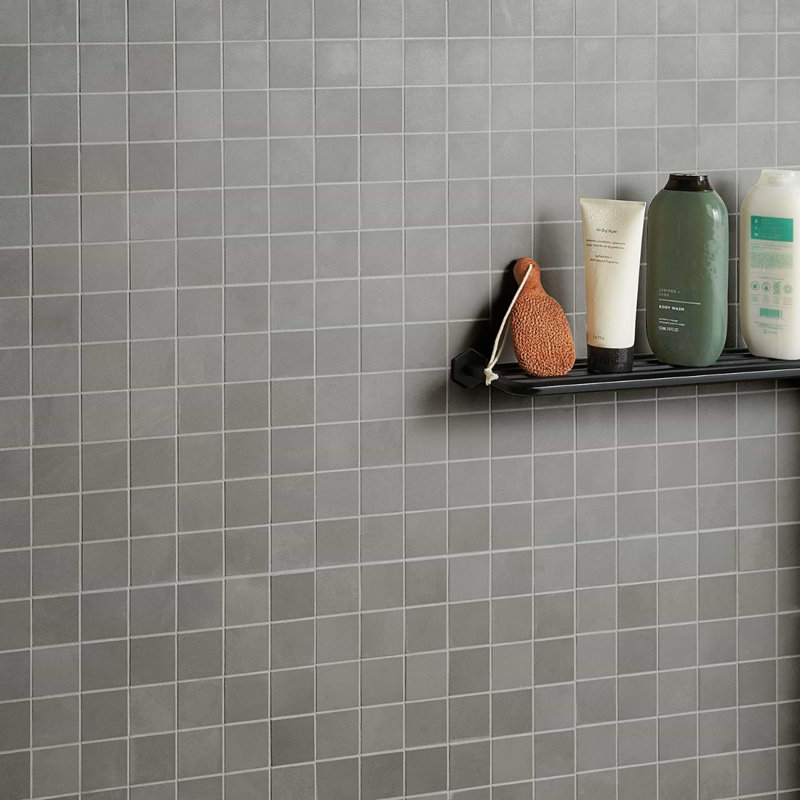 Clay 12x12 Matte Concrete Look Porcelain Mosaic Tile, Awake Gray