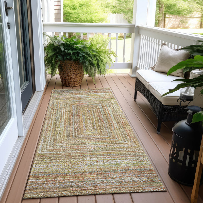 Tapis brun clair d'intérieur / extérieur lavable à la machine, Tapis de couloir 2 pi 3 po x 7 pi 6 po