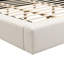 Lit plateforme tapissier avec tête et pied de lit en lin épais, beige