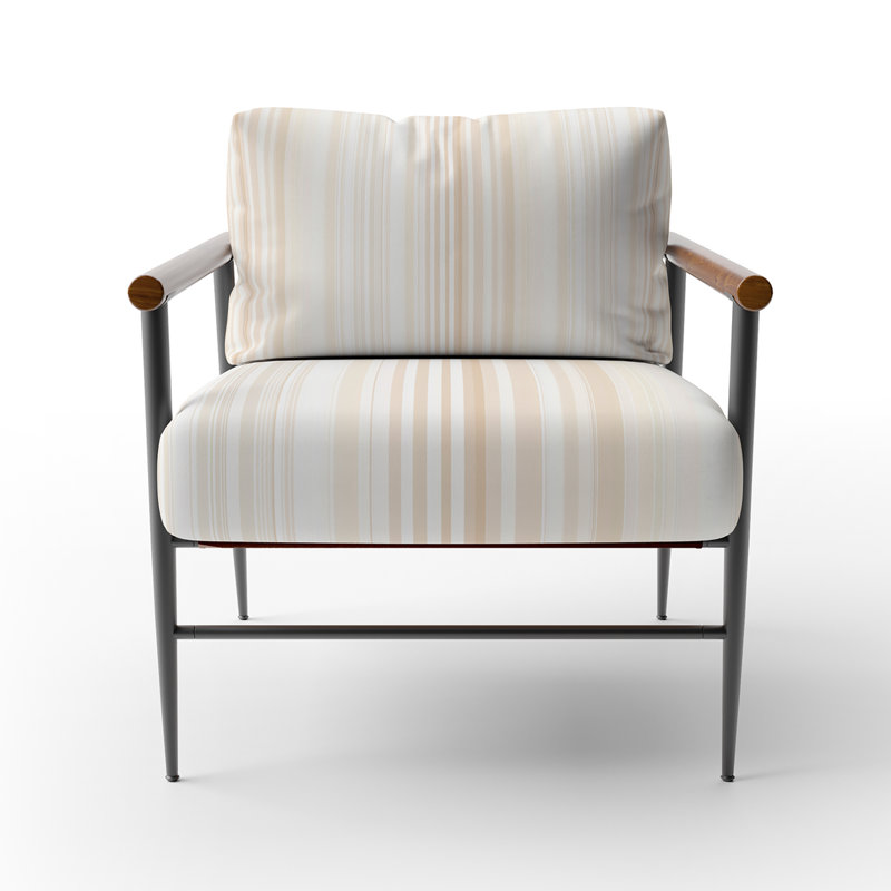 Chaise d'appoint moderne - Fauteuil Champagne, Bras ronds bruns