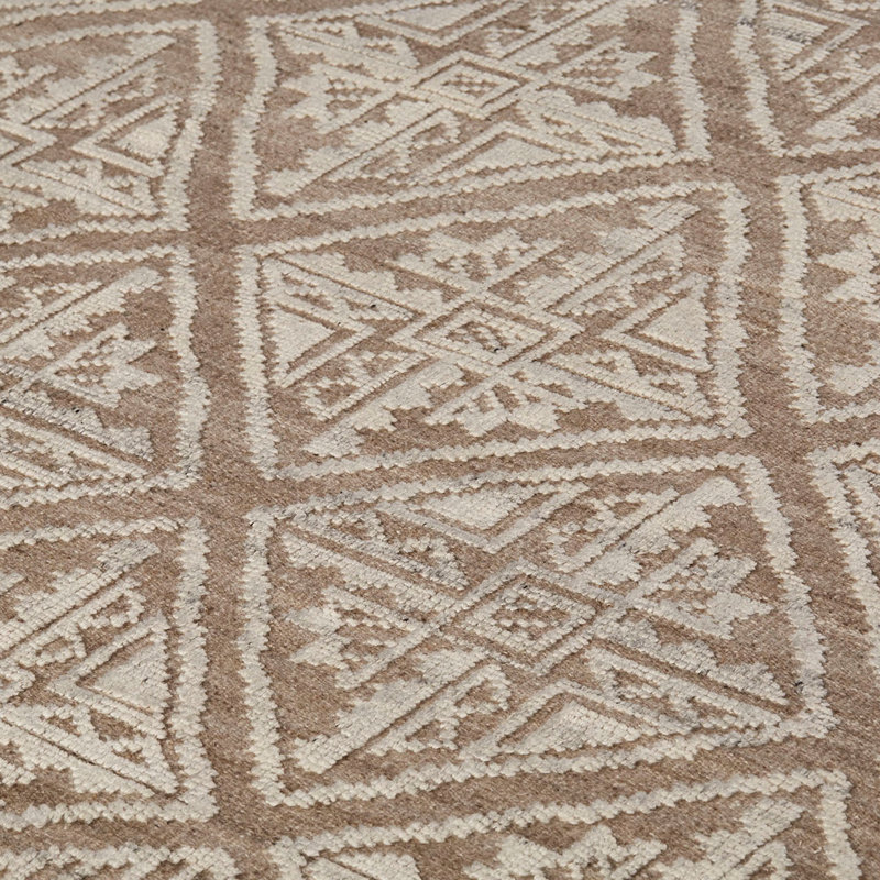Tapis beige en coton / laine noué à la main Authement, Rectangle 3 pi 6 po x 5 pi 6 po