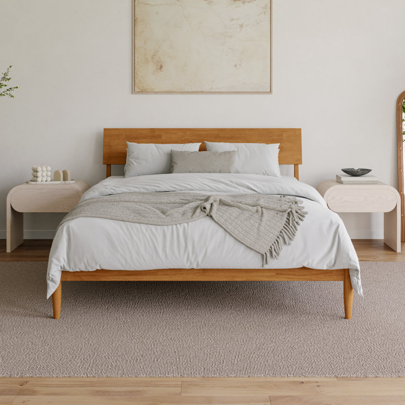 Lit plateforme avec tête de lit ajustable Bradford, Queen, Caramel clair