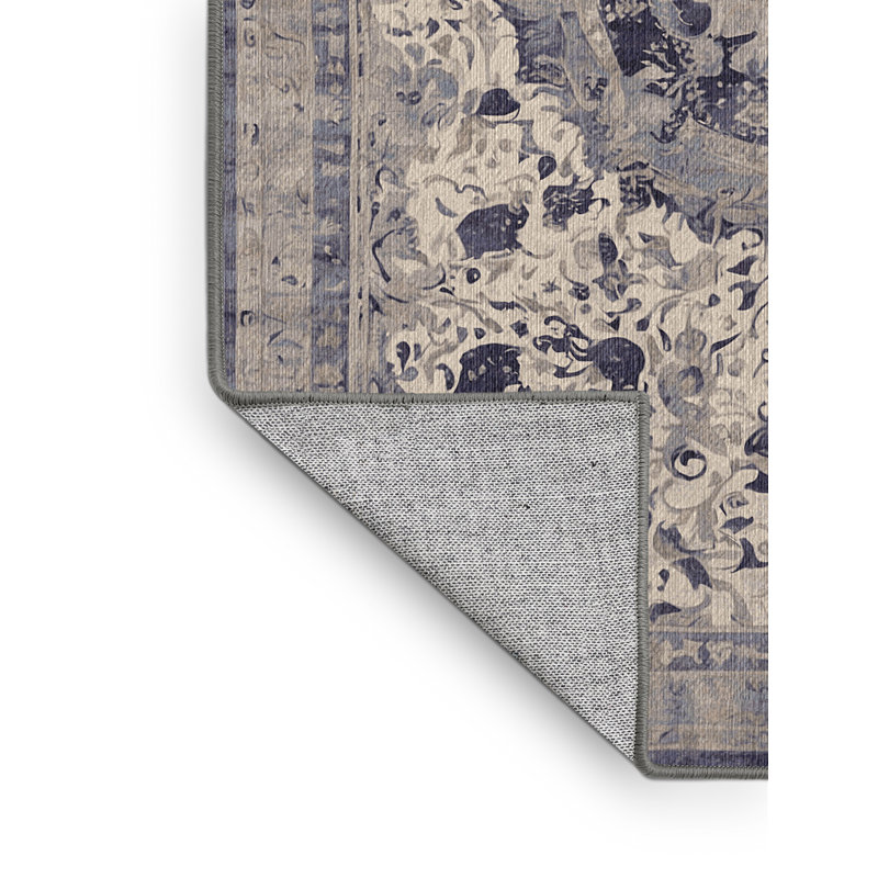 Machine Washable Gray Area Rug, Rectangle 7' x 9'