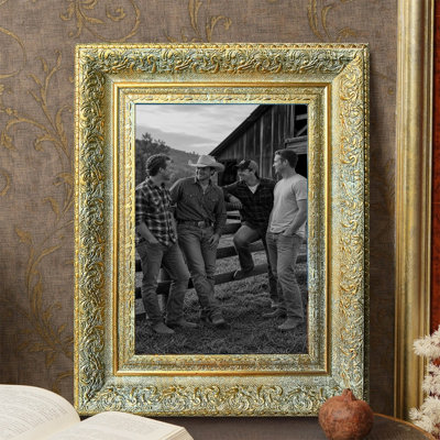 Cadre photo sophistiqué 3 pièces en or antique pour présentation de photos d'animaux de compagnie de 5 po x 7 po