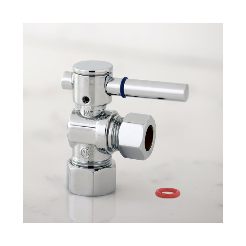 Kingston Brass Fauceture 5/8-Inch OD Comp x 1/2-Inch OD Comp Quarter-Turn Angle Stop Valve, Chrome