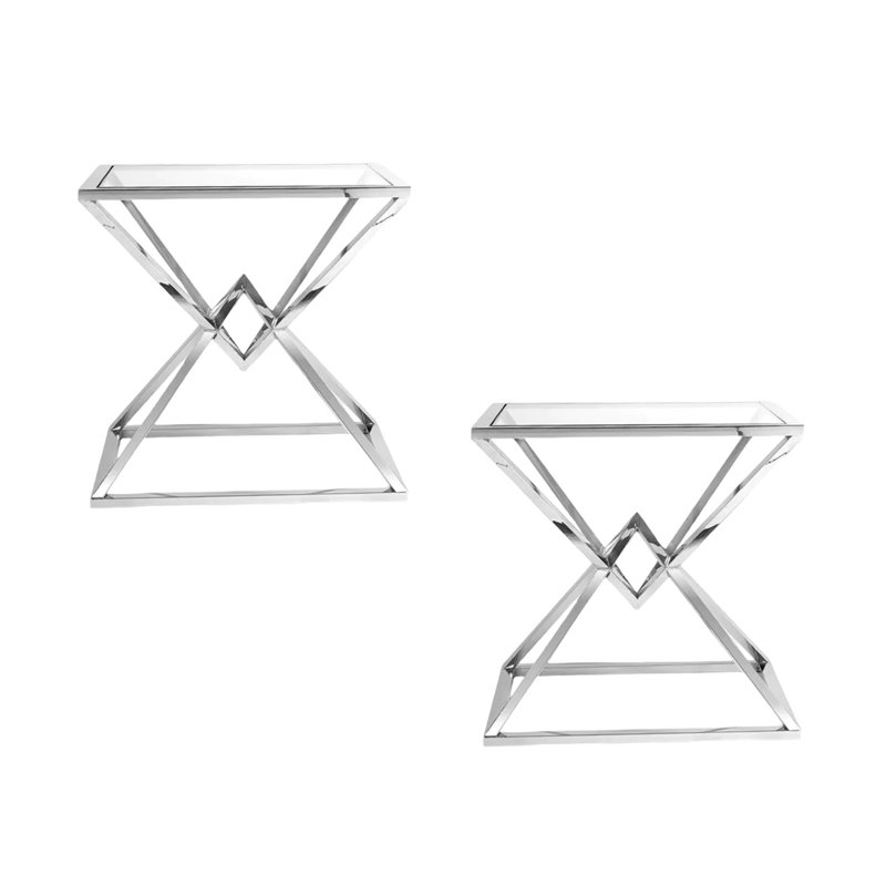 Ensemble de tables de bout en verre, Argent