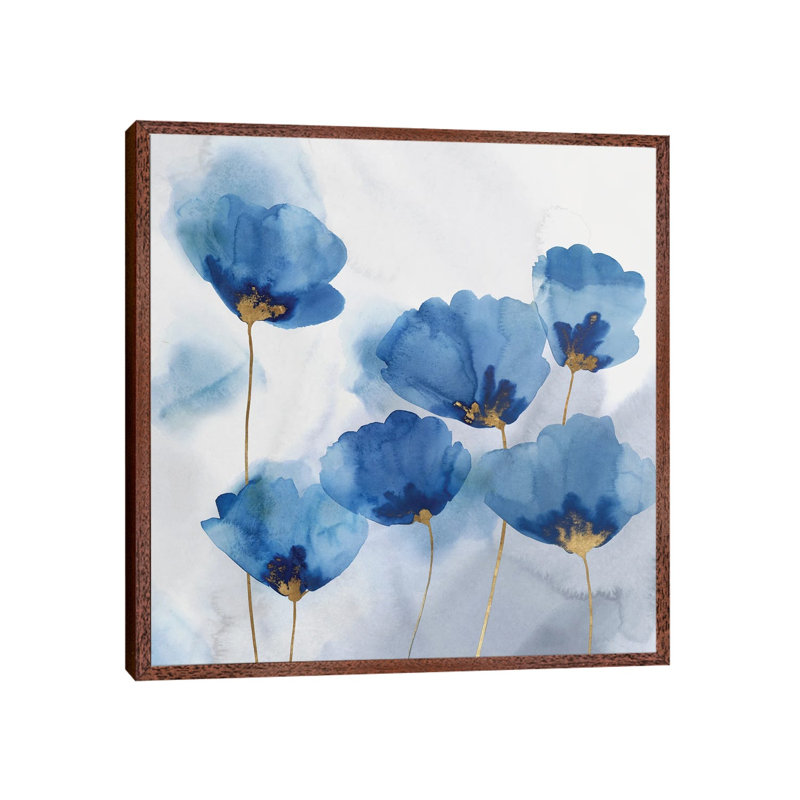 Pretty In Blue II by Isabelle Z - Painting on Canvas, 45.72 cm H x 45.72 cm W, Classic Brown Wood Framed