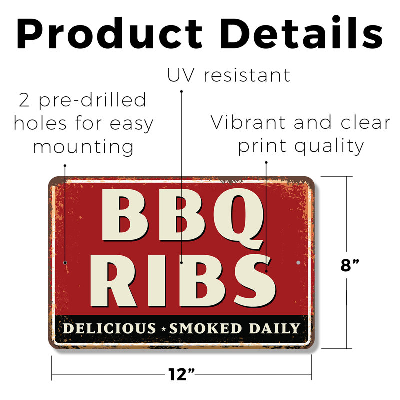 Enseigne de barbecue (paquet de 2) 8 po x 12 po