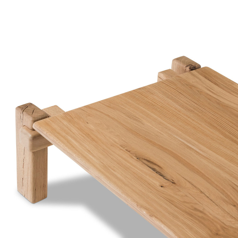 Marcia Solid Wood Coffee Table, 13.75" H x 70.75" L x 31.5" W, Natural Reclaimed French Oak
