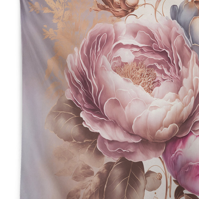 Polyester rose et or rose I tapisserie, H 32 po x l 39 po