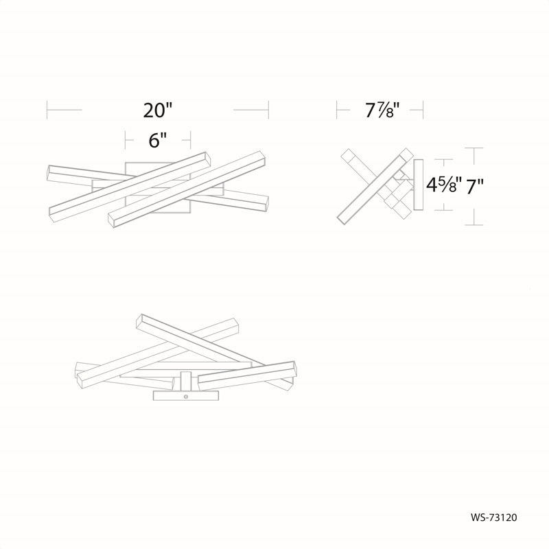 Parallax Dimmable LED Bathroom Vanity & Sconce, 3000K, 7"H x 20"W x 7.88"D