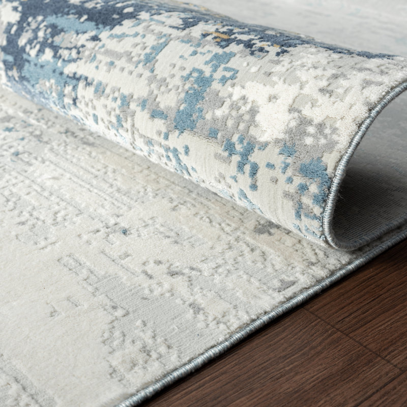 C Abstract Area Rug in Grey, Rectangle 3' x 5'