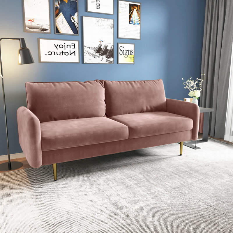 Siniard 70'' Upholstered Sofa, Rose 100% Polyester, 33.1" H X 70" W X 31.7" D