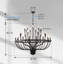 Grand luminaire suspendu industriel à 36 lumières de style chandelier campagnard à plusieurs niveaux - noir mat-130217951-130217952
