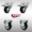 3 Inch SS Red Polyurethane Top Plate Caster Set 2 Lock Brake 2 Rigid SCC-101282670