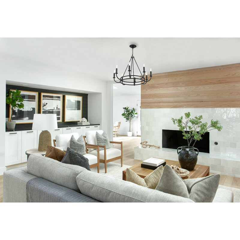 Akir 8 - Light Dimmable Wagon Wheel Chandelier, Black