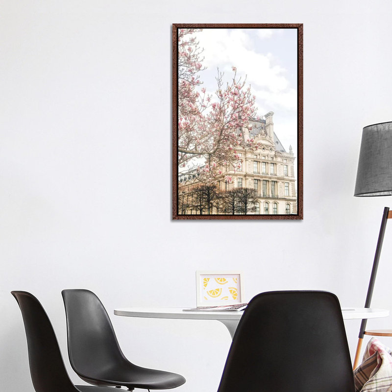 Paris Magnolia - Painting on Canvas, Classic Brown Wood Framed, 101.6cm H x 66.04cm W x 3.81cm D