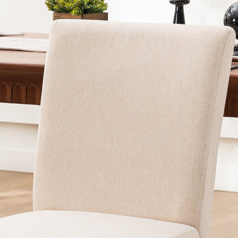 Chaise rembourrée à haut dossier Parsons, Tissu beige, 6
