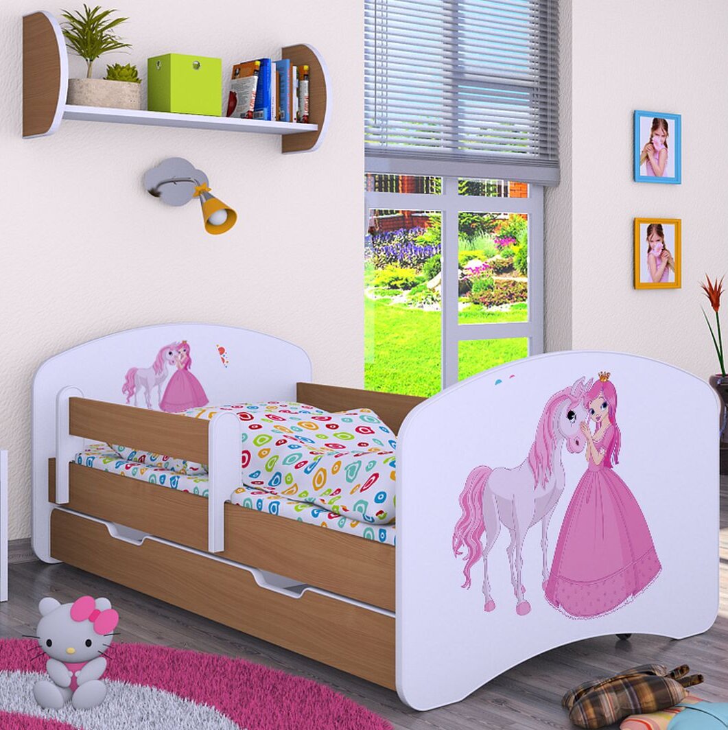 Kinderbett Georgeson mit Schublade, 80 x 160 cm