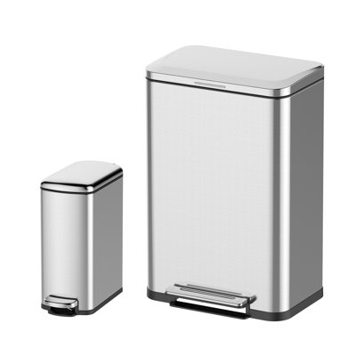 Steel Step On Kitchen Trash Can - 14.3 Gallons