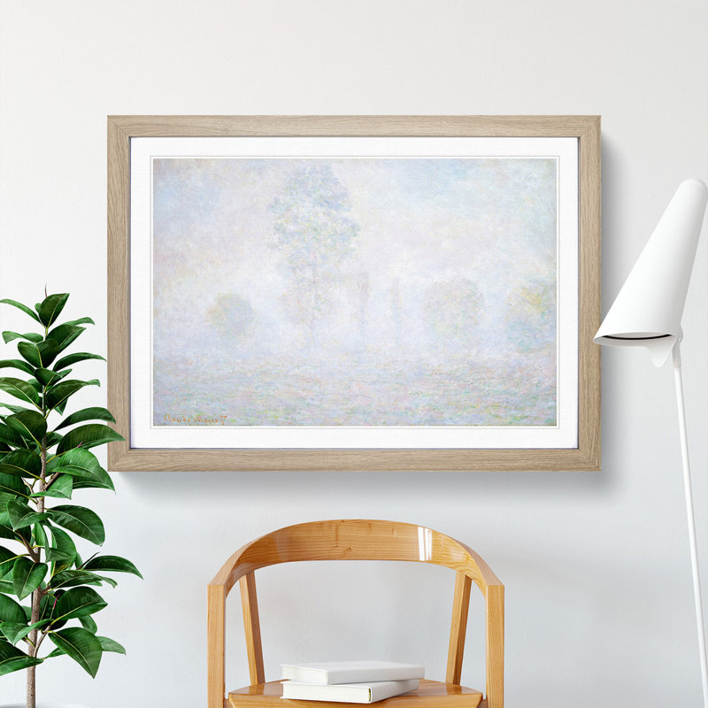 Morning Haze by Claude Monet - Picture Frame Painting, Oak, 48cm H x 65cm W x 2cm D