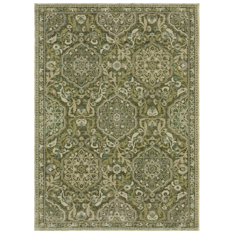 Tapis vert / or Adela, Rectangle 8 pi 6 po x 12 pi 2 po