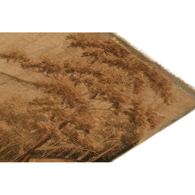 Silk Animal Print Area Rug in Brown