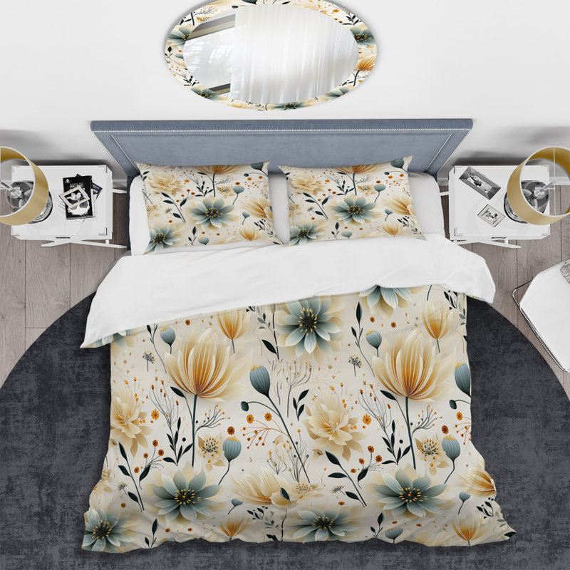 Ensemble de housse de couette Zen Floral Fusion II, Housse de couette simple + 1 taie décorative stan