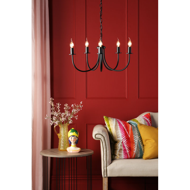 - Light Matt Black Pendant, 154cm H x 58cm W x 58cm D, 5 Lights