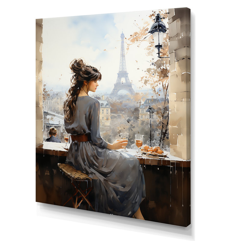 «Woman Parisian Pause», art sur toile, Toile tendue, H 20 po x l 12 po x P 1 po