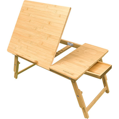 MantraRaj Bamboo Lapdesk Foldable Laptop Stand Bed Table Serving Breakfast Tray Adjustable