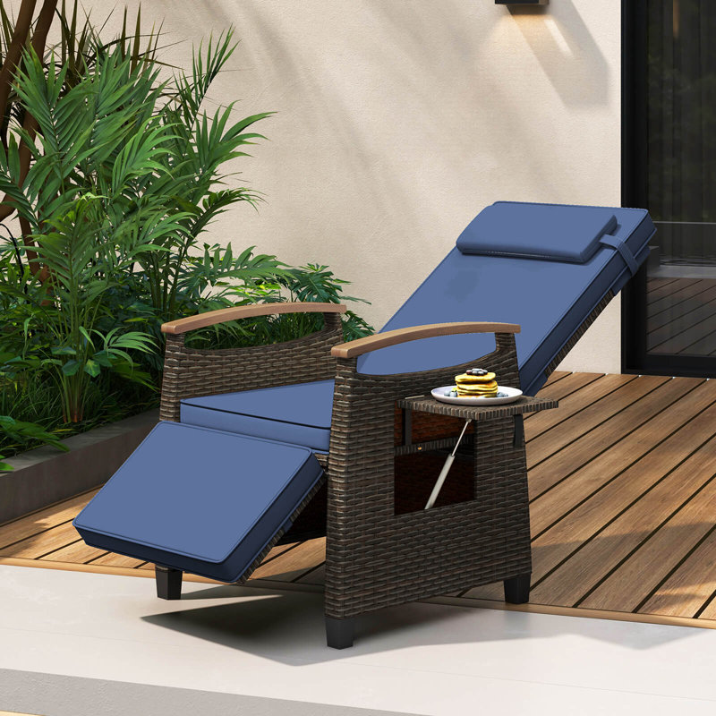Table d'appoint à dossier inclinable avec repose-pieds Winston Porter, Bleu marine