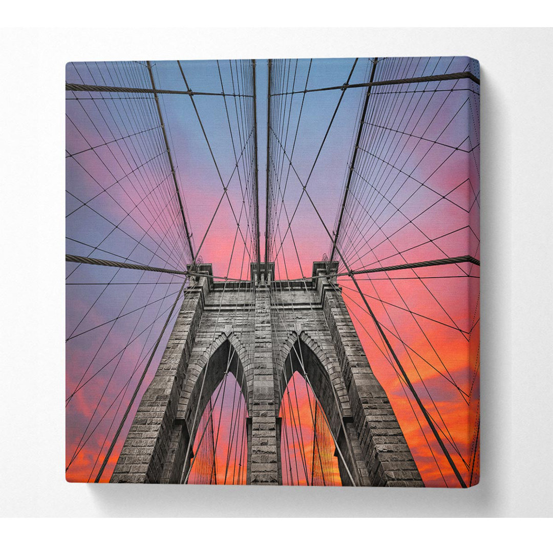 Adarryl Fire Skies Above Brooklyn Bridge - Leinwanddrucke auf Leinwand