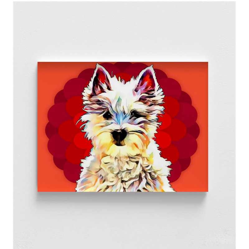 «Alay Pop Dog II» par Kim Curationa, impression de portrait de terrier blanc, idée de remodelage de la maison Pop Art, art mural coloré avec animaux de compagnie