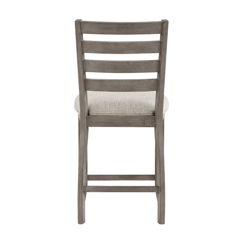 Gray Wood Ladder Back Dining Chair with Cushioned Seat
