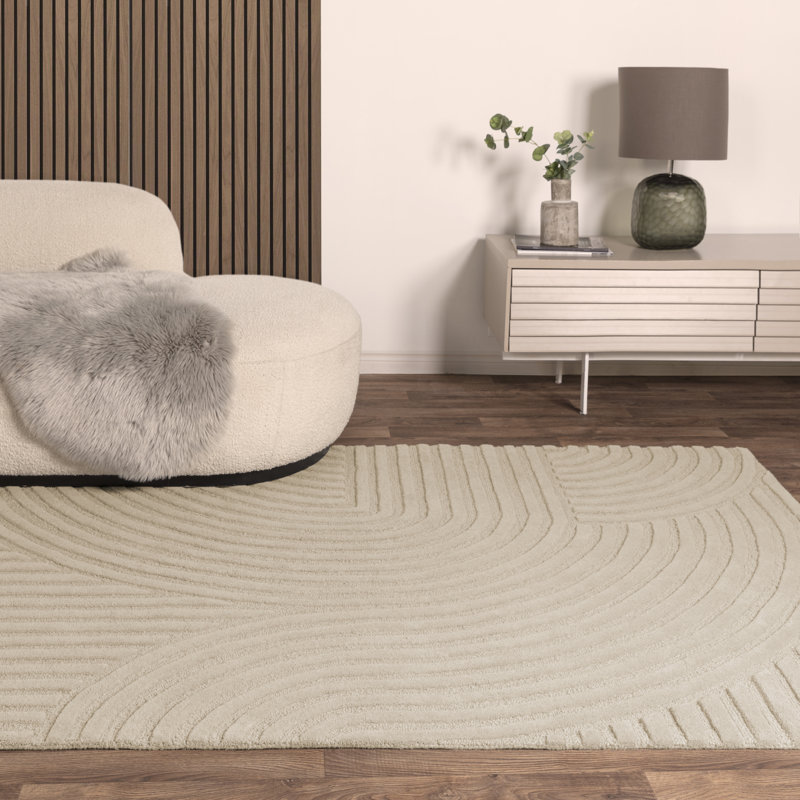 Harveer Hand Tufted Beige Area Rug, Rectangle 200cm x 290cm