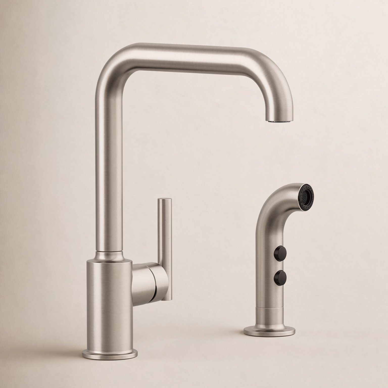 Purist Two-Hole Kitchen Faucet with Sidespray, Vibrant Stainless