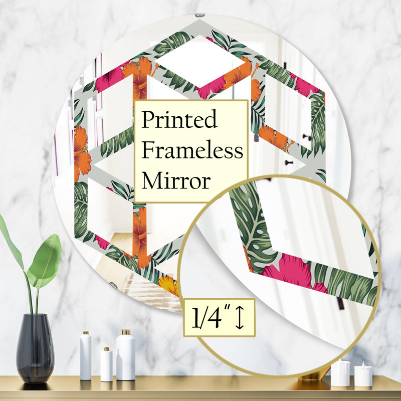 Miroir mural Hexagon Star Coastal, 31,5 po x 31,5 po, Tropical Leaves III 