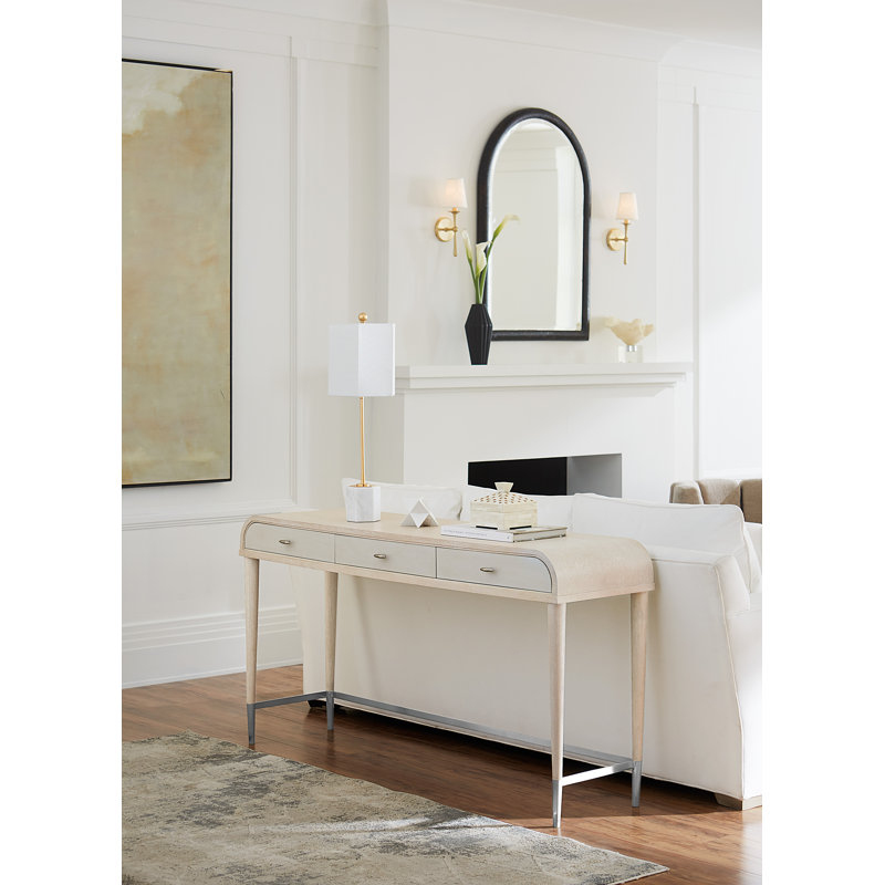 Cream Oak Veneer and Metal Console Table with Storage