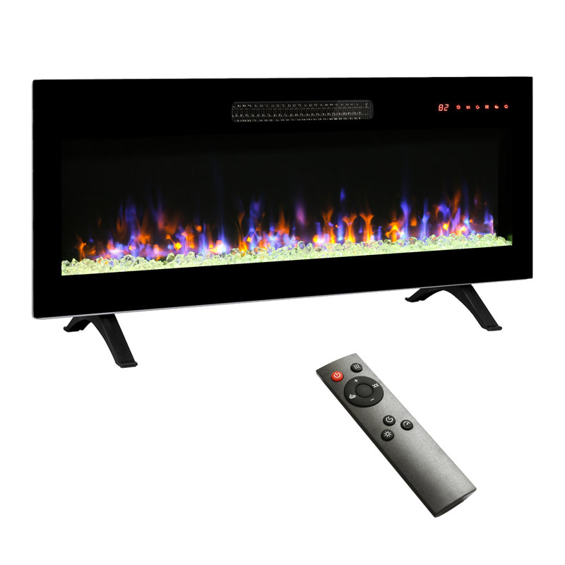 Electric Fireplace 42", Multi Colour Flame & , 11 Temp Settings, Automatic Cut-off Feature Ultra Thin 42 Inch Fireplace, Led , Double Protection, Settings