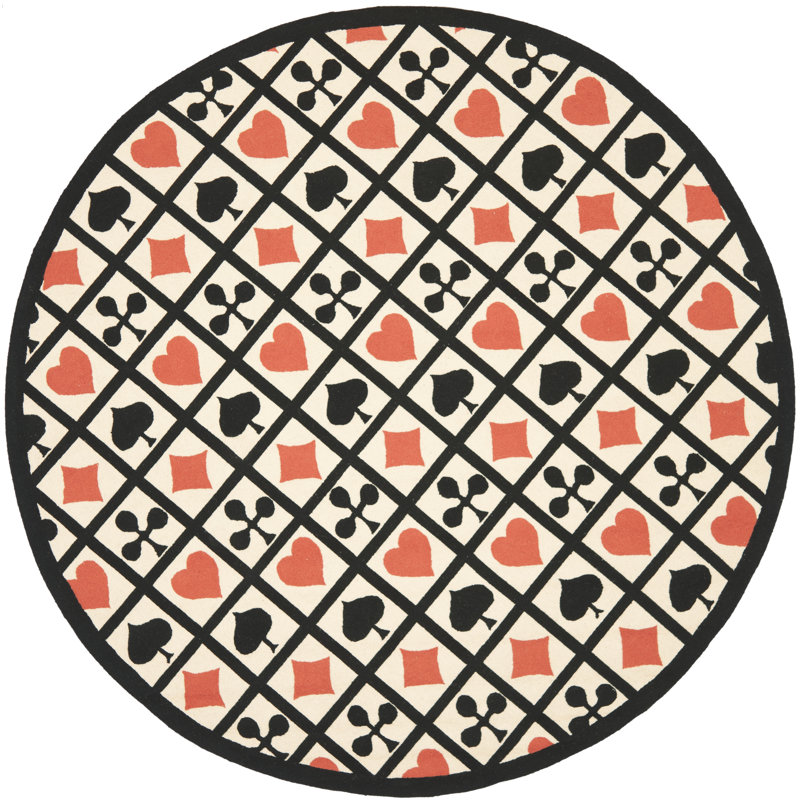 Chelsea Hand Hooked Wool Pile Geometric Rug, Round 5'6"