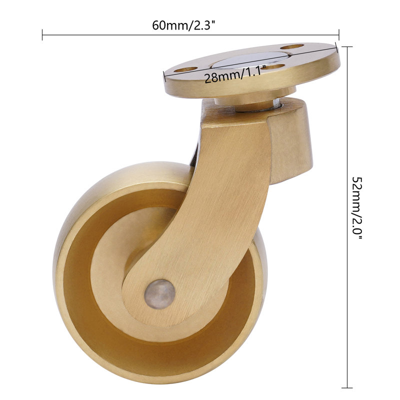 Heavy-Duty Gold Brass 360-Degree Swivel Casters Set of 4