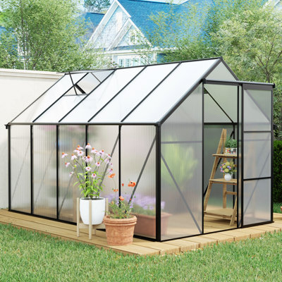 6X10 FT Polycarbonate Greenhouse Raised Base And Anchor Aluminum Heavy Duty Walk-In Greenhouses For Outdoor Backyard In All Season