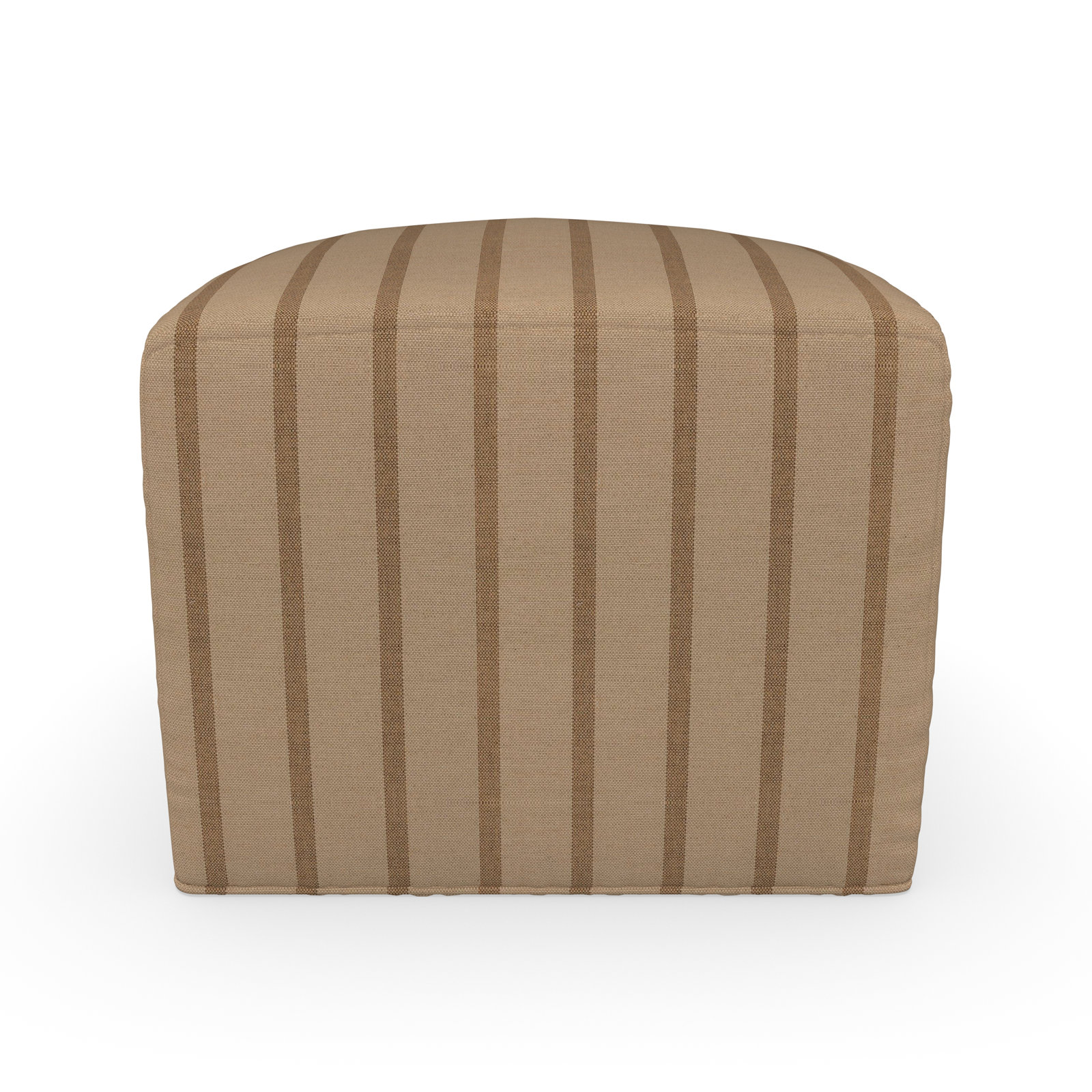 Praia Sunbrella® Outdoor Ottoman, 18" H x 22" W x 22" D, Unwind Driftwood Striped Sunbrella®