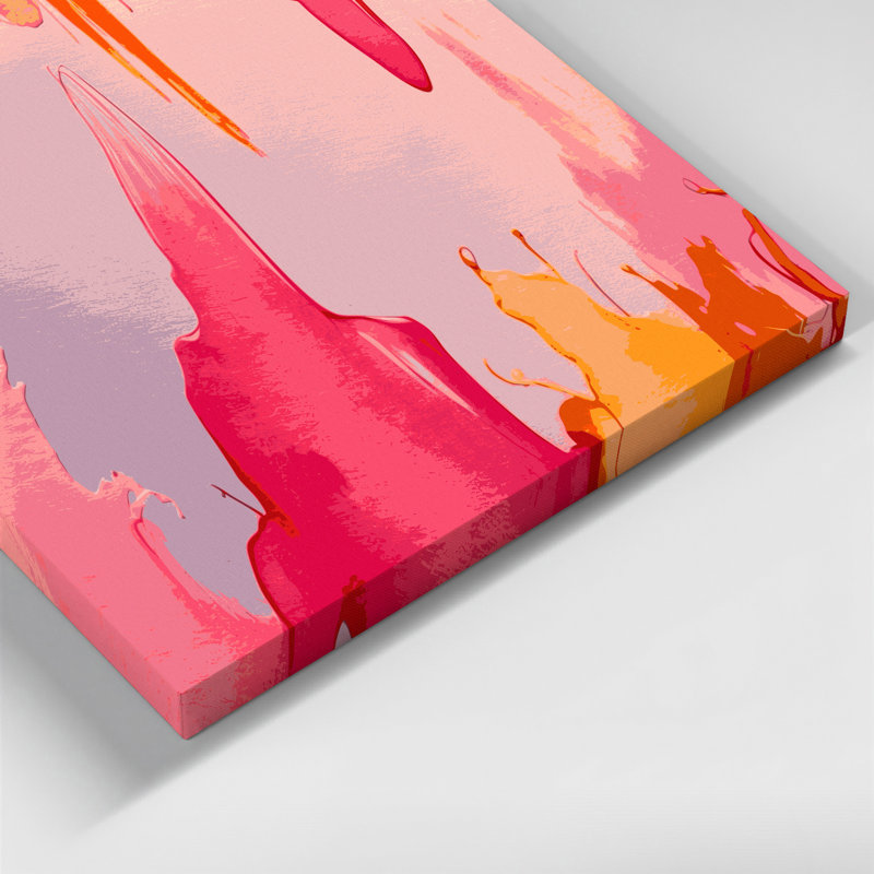 Aquarelle abstraite 4, art mural sur toile rose, H 16 po x l 20 po