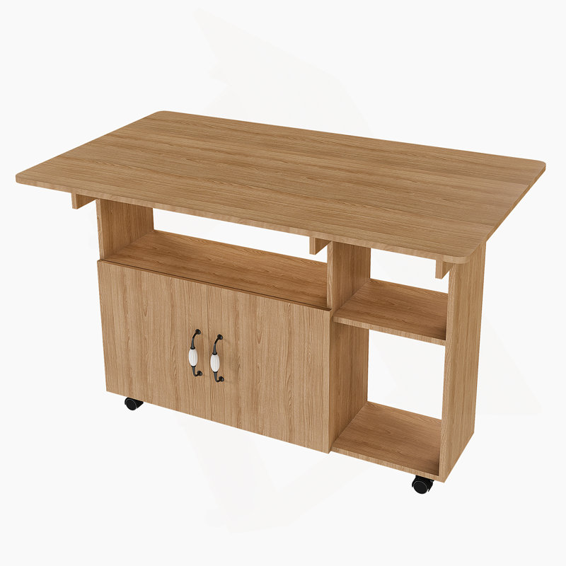 Table pliante multifonctionnelle avec tablettes et roulettes de rangement, table de salle à manger pliable de 47 pouces pour les petits espaces, bureau compact pour la cuisine, dortoir, bureau